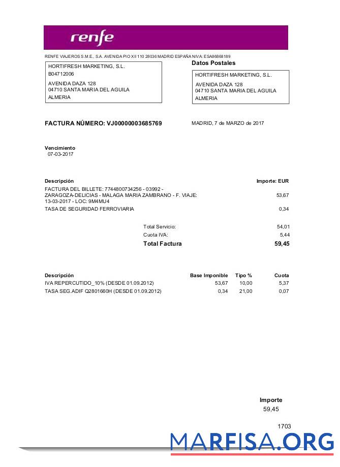 Blank Latvia Renfe utility bill template in Word and PDF format